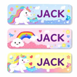 Unicorn & Rainbow Name Stickers (10 sheets)
